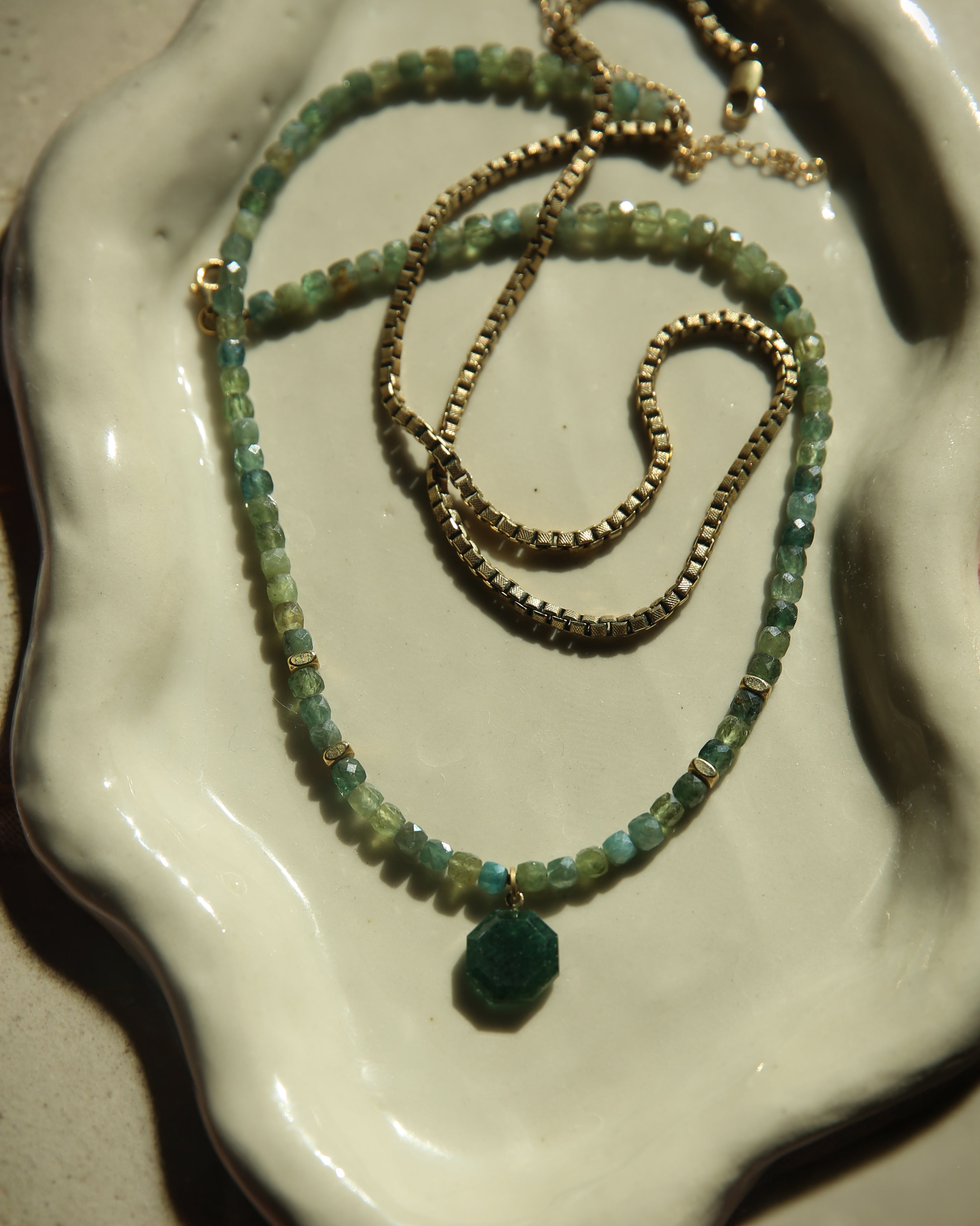 AKAIA Green Apatite & Jade Necklace