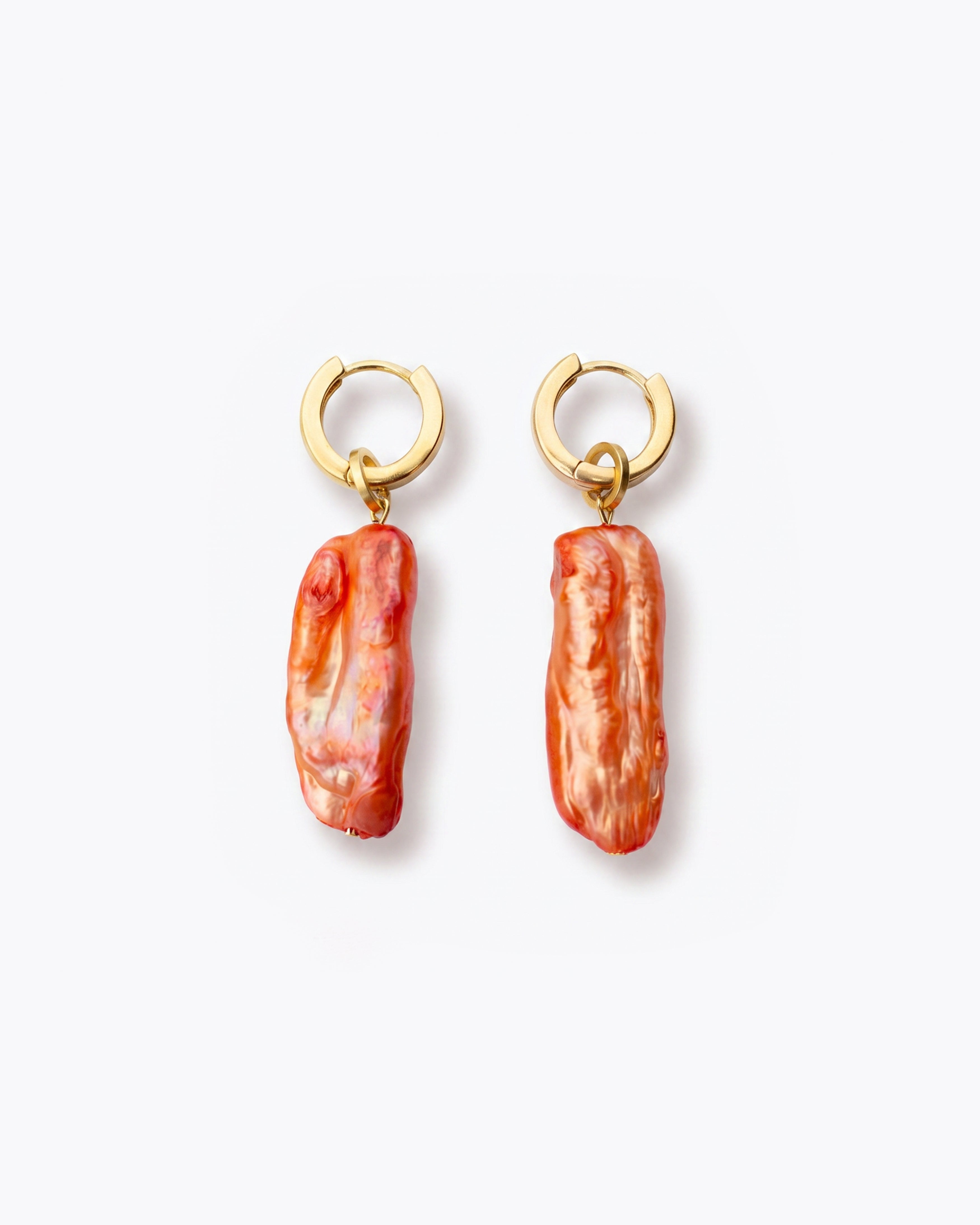 ALBA Orange Freshwater Pearl & Gold Earrings