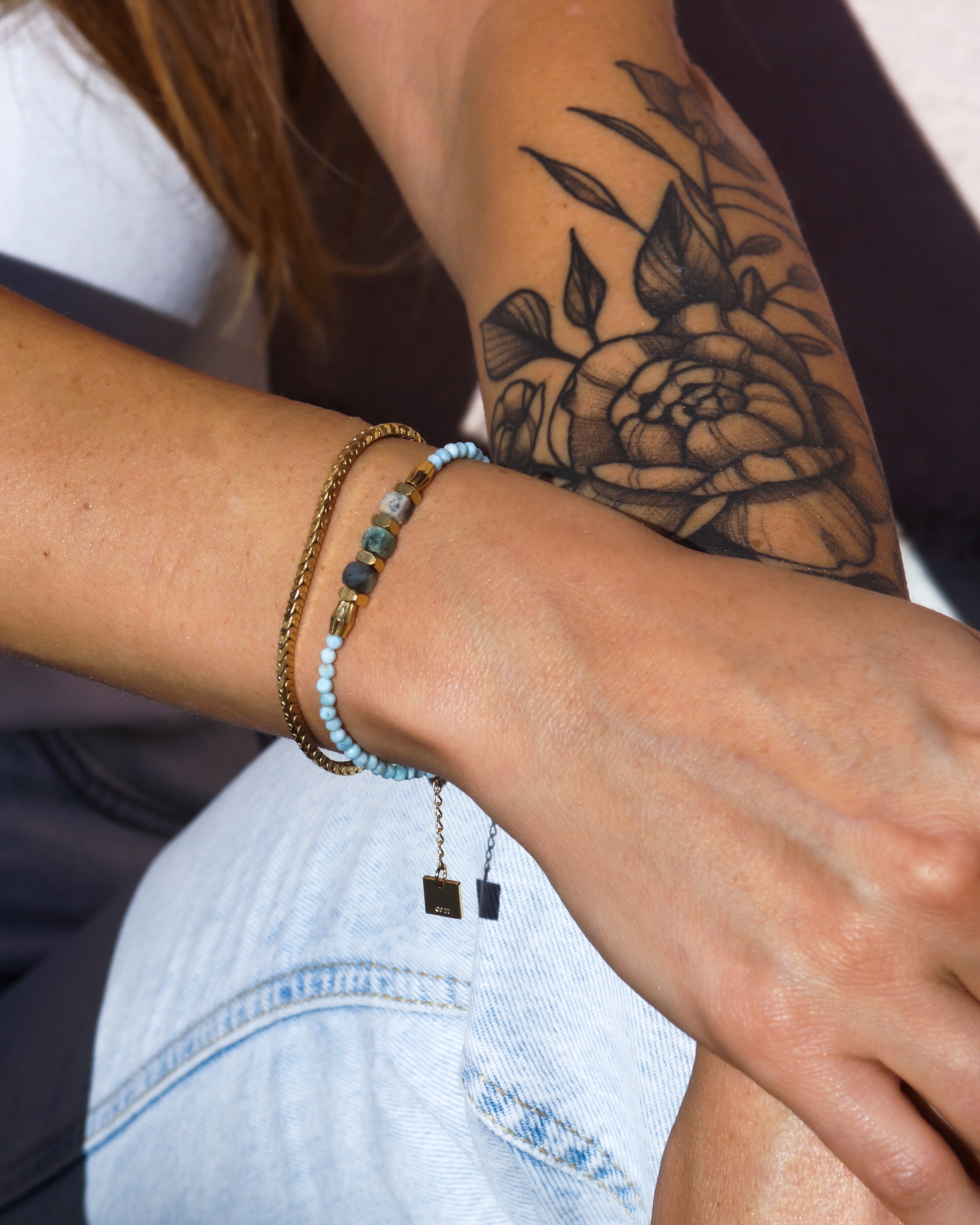 Bracelet AYANNA - Larimar & Emeraude
