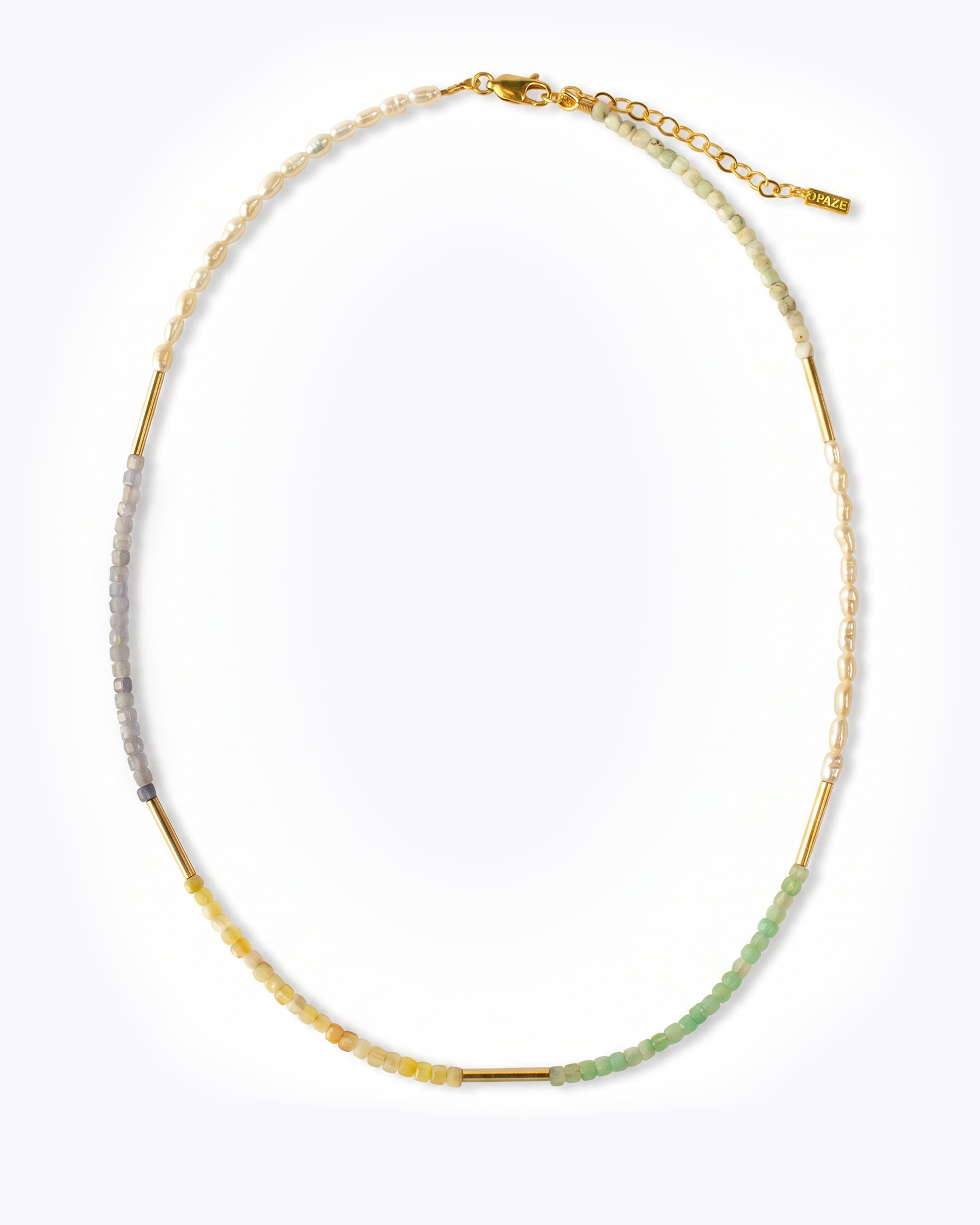 ELARA Collier Opale jaune, Chrysoprase, Larimar & Perle