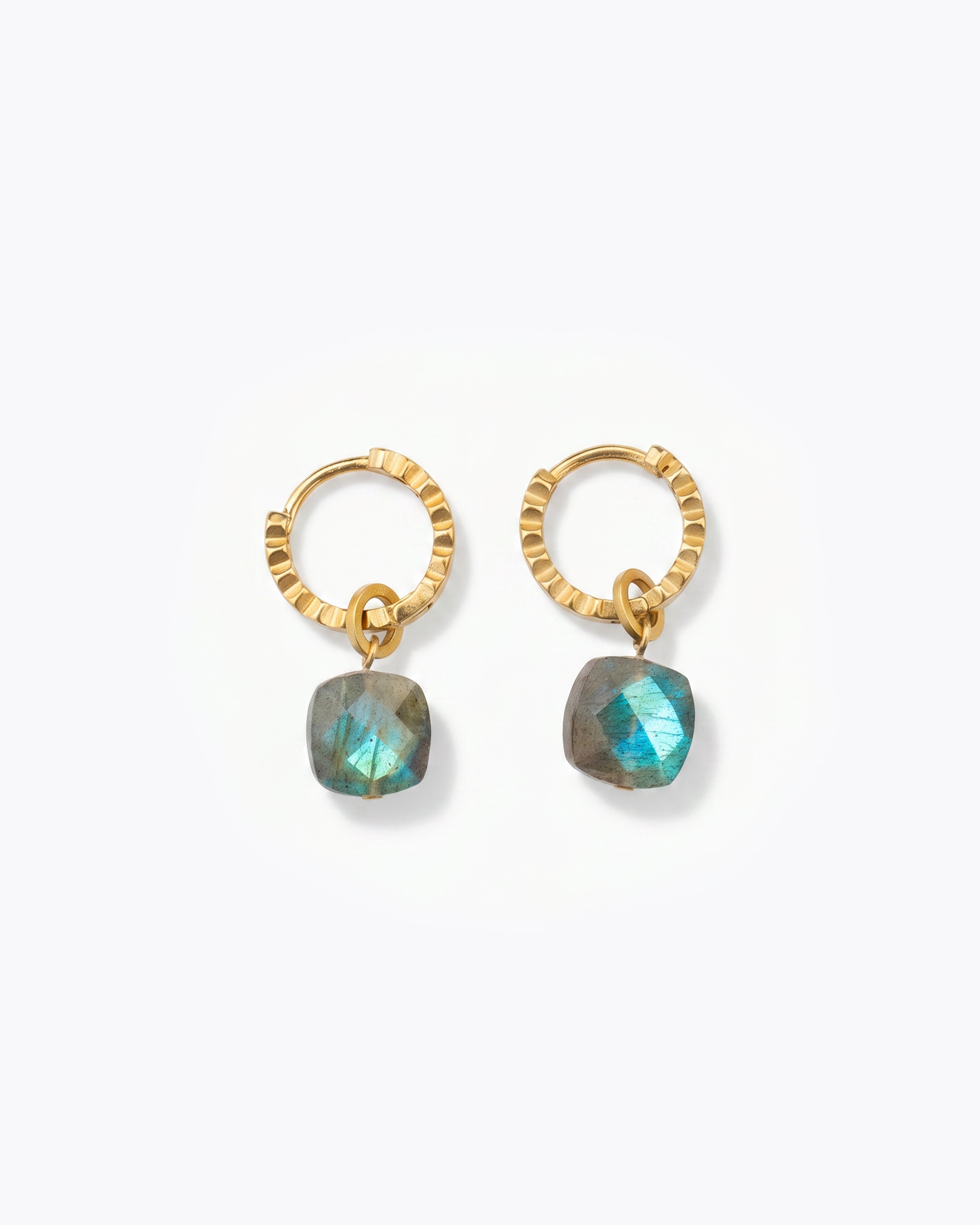 HALO Labradorite & Gold Earrings