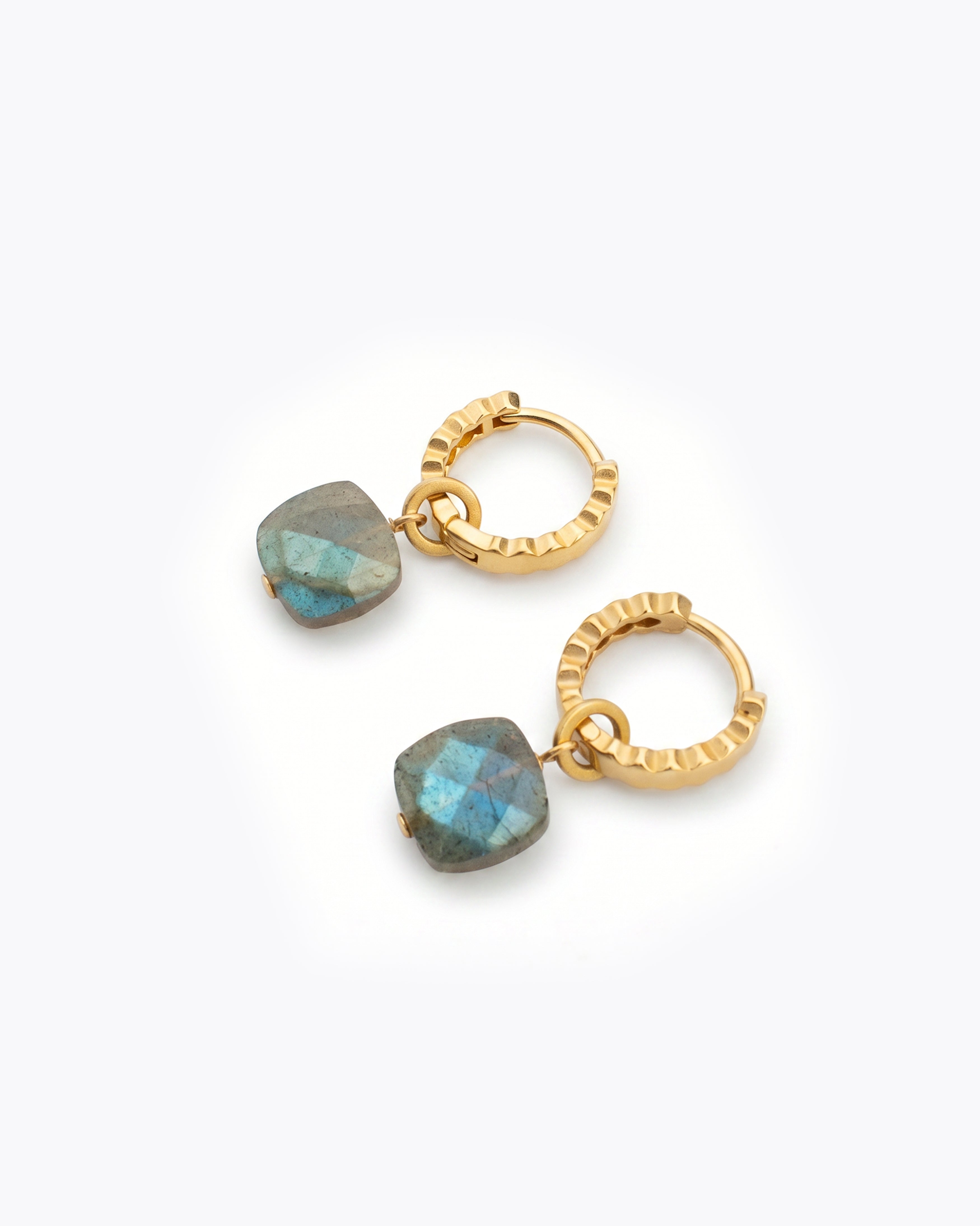 HALO Labradorite & Gold Earrings