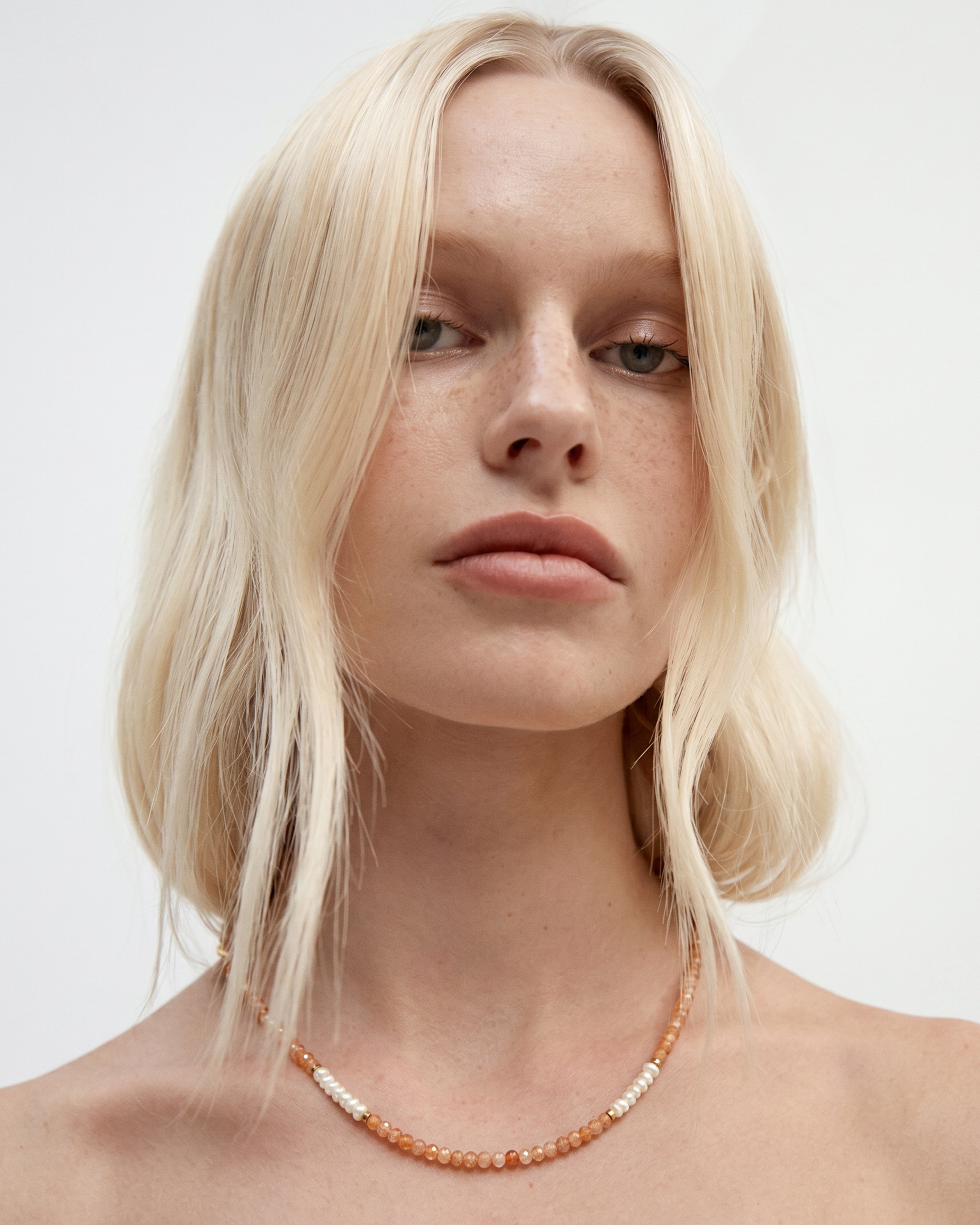 LYRA Sunstone & Freshwater Pearl Necklace