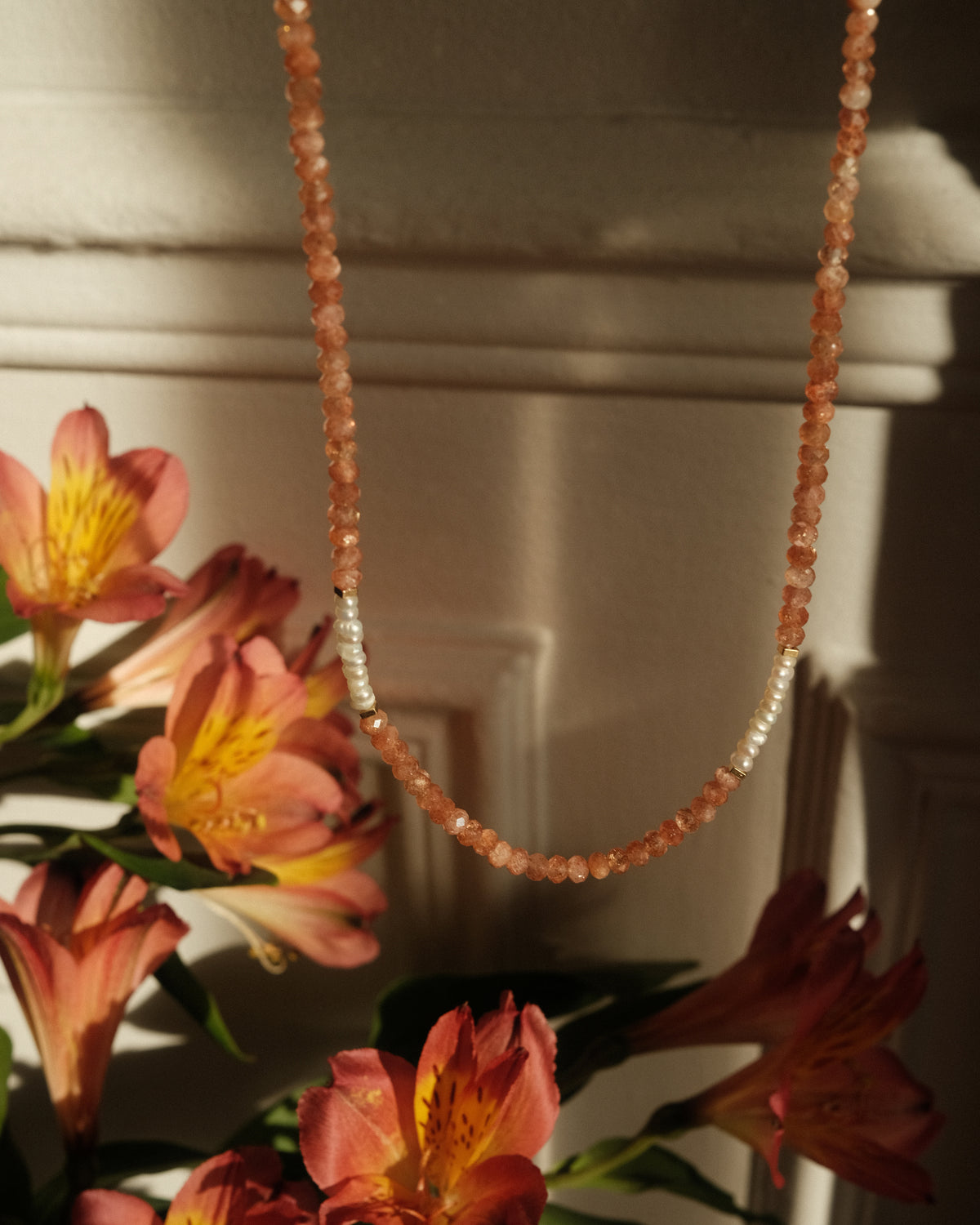 LYRA Sunstone & Freshwater Pearl Necklace