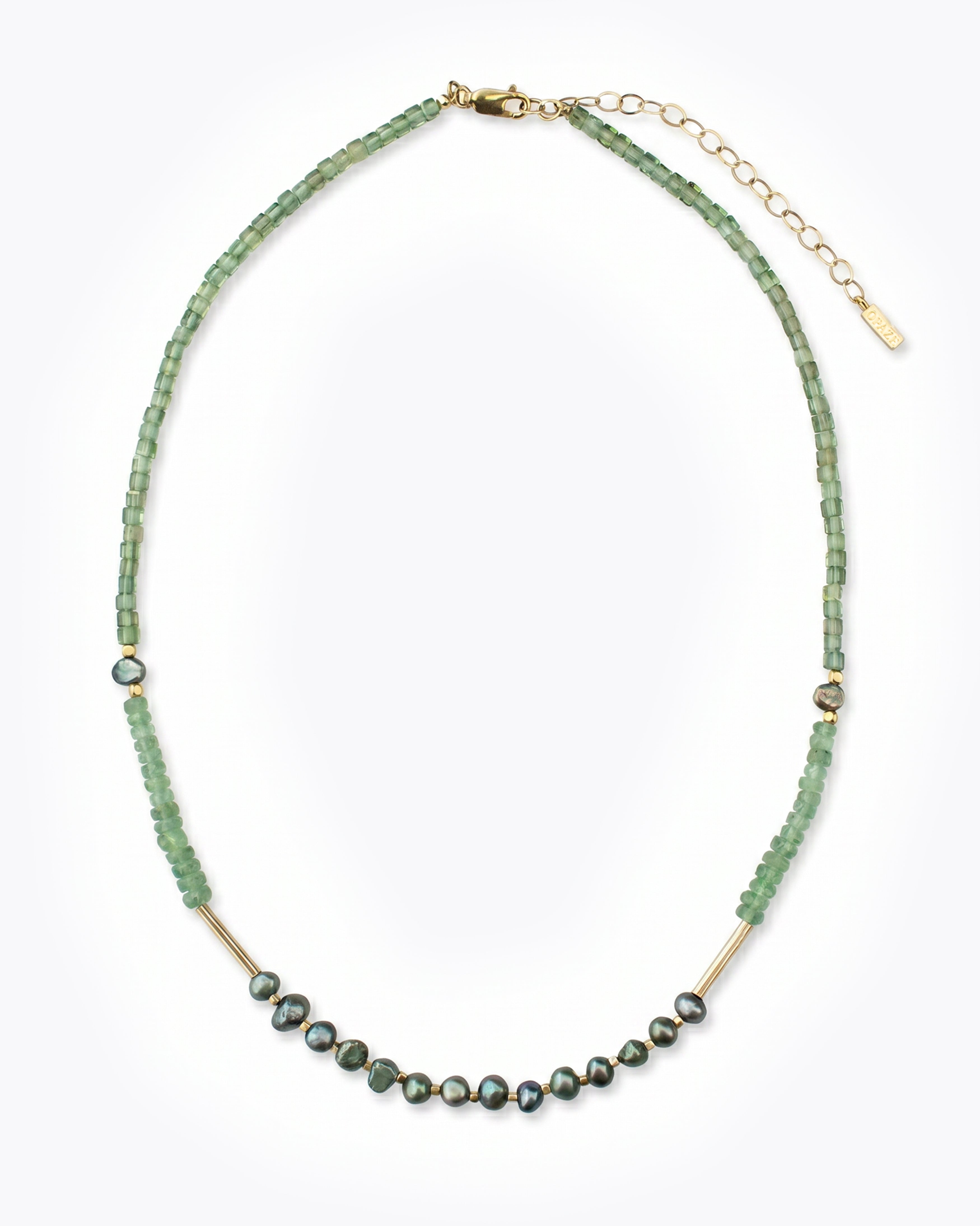 SIRENA Black Pearl, Green Apatite & Kyanite Necklace
