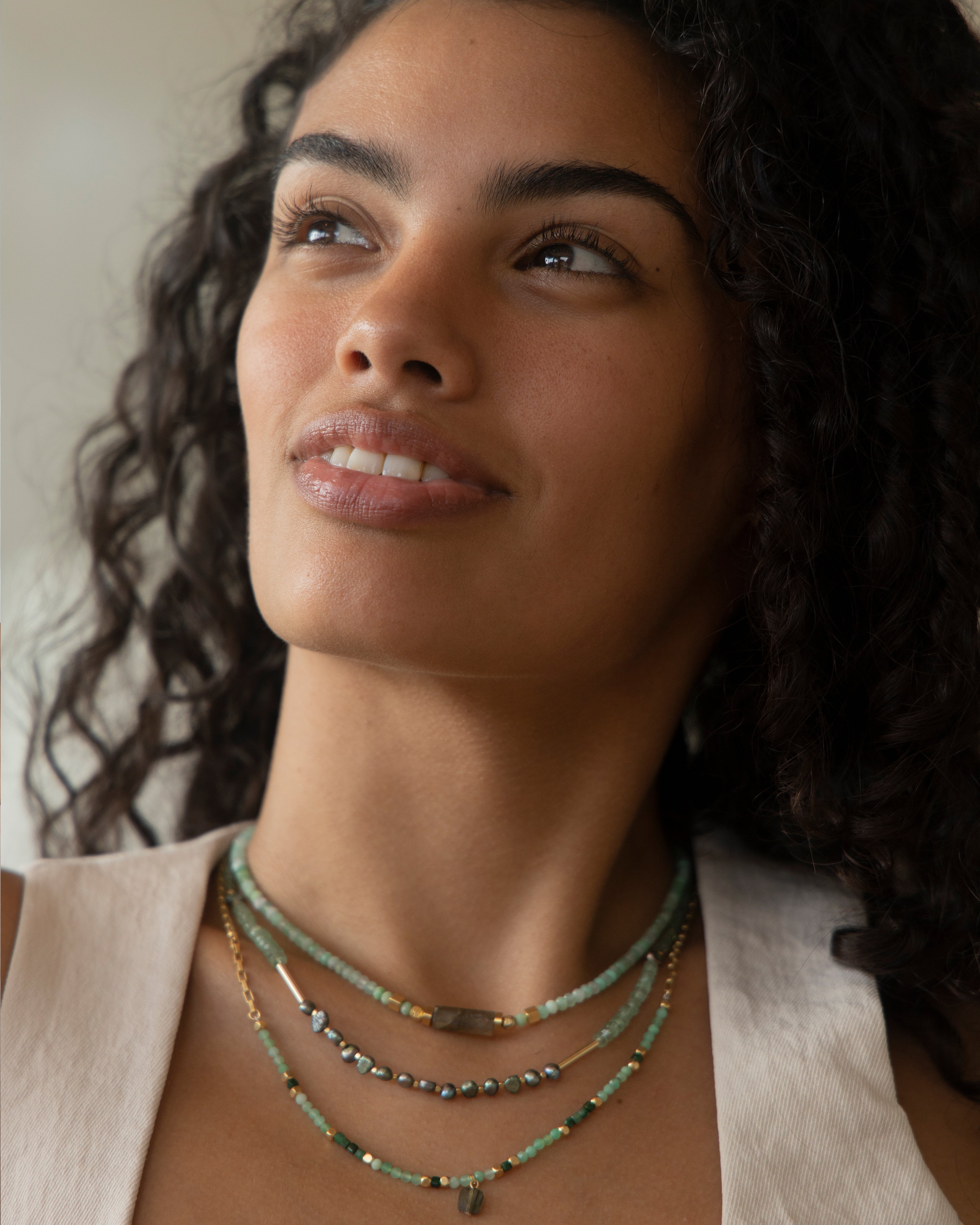 SIRENA Black Pearl, Green Apatite & Kyanite Necklace
