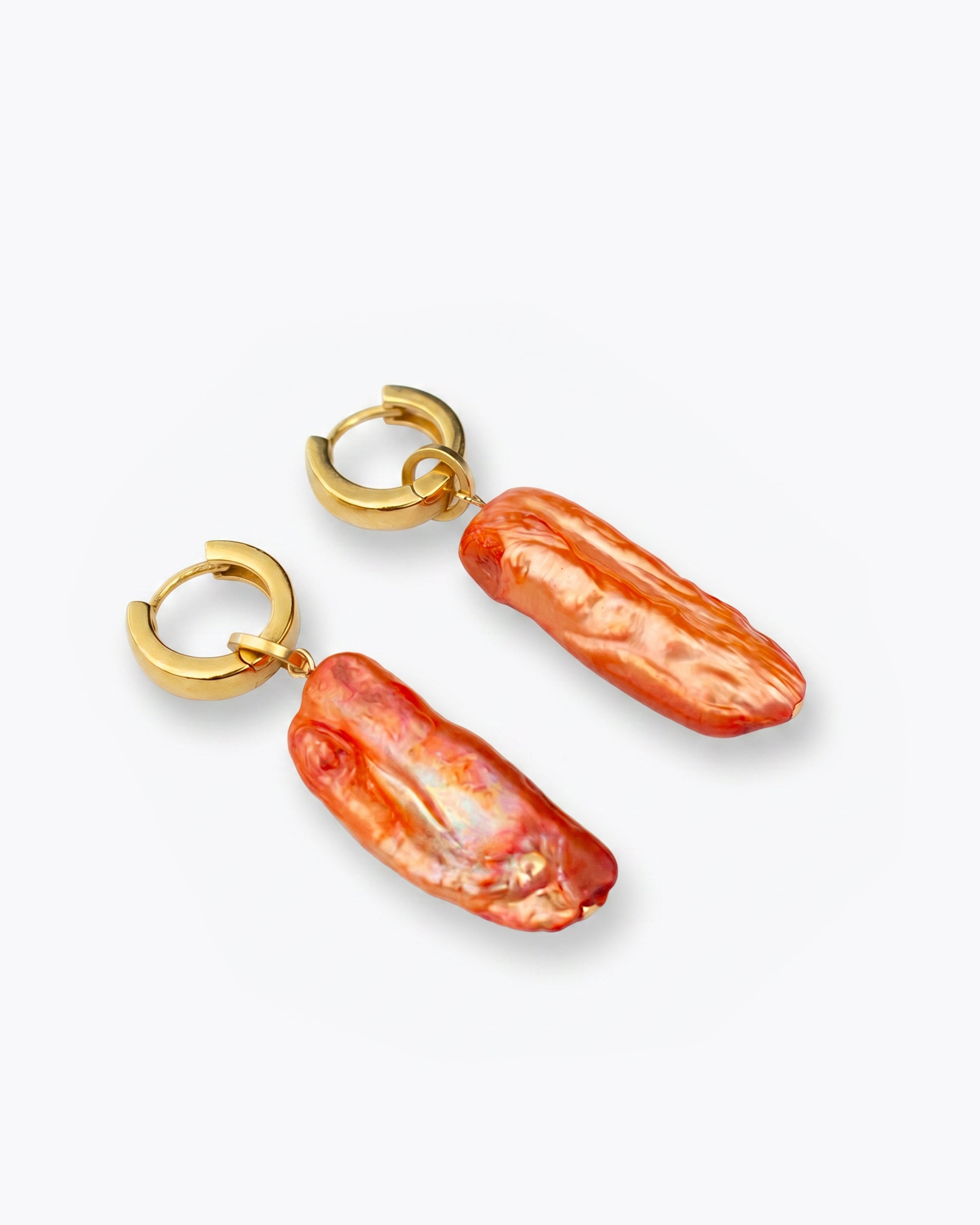ALBA Orange Freshwater Pearl & Gold Earrings