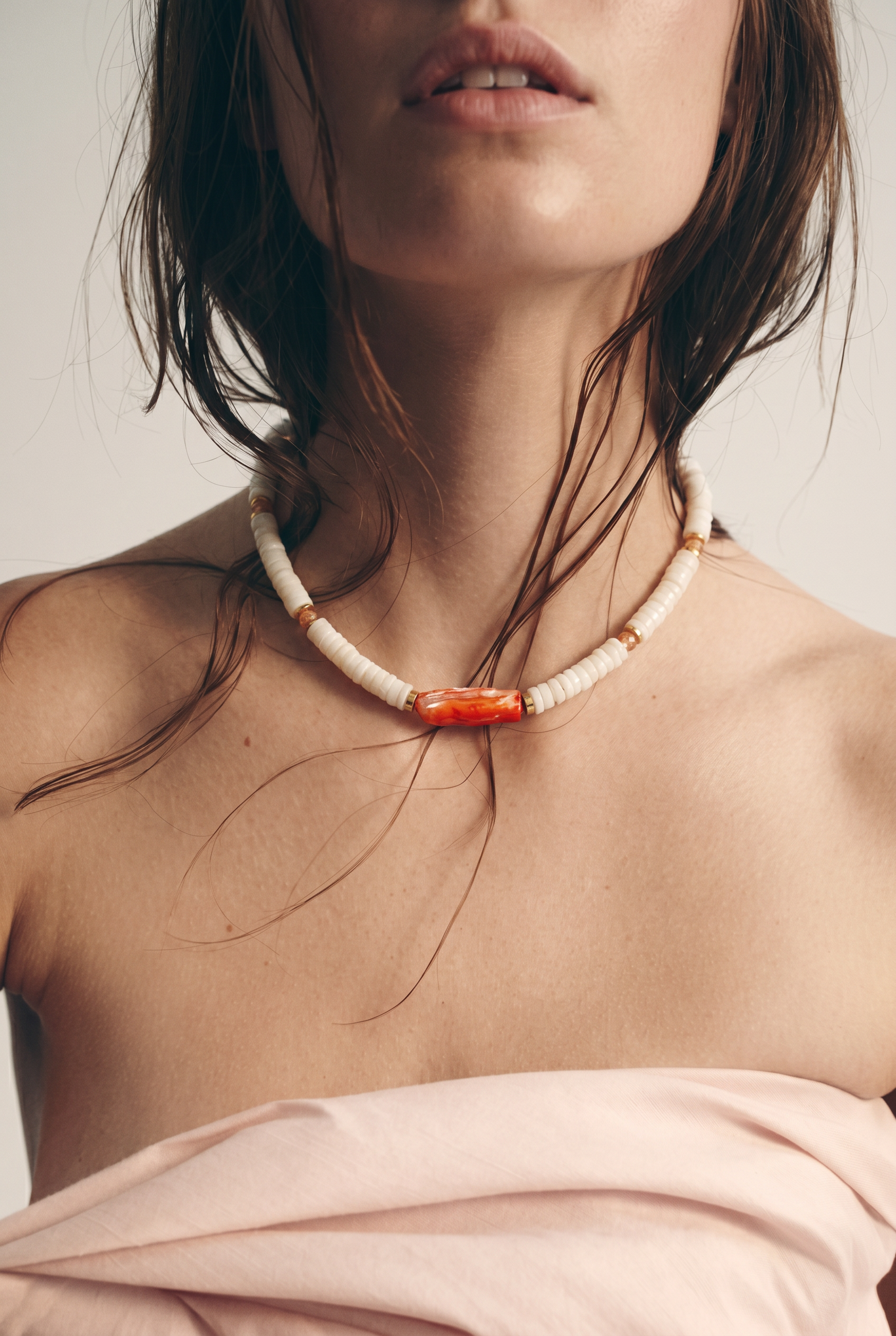 ALBA Collier Pierre de lune, Pierre de soleil & Corail