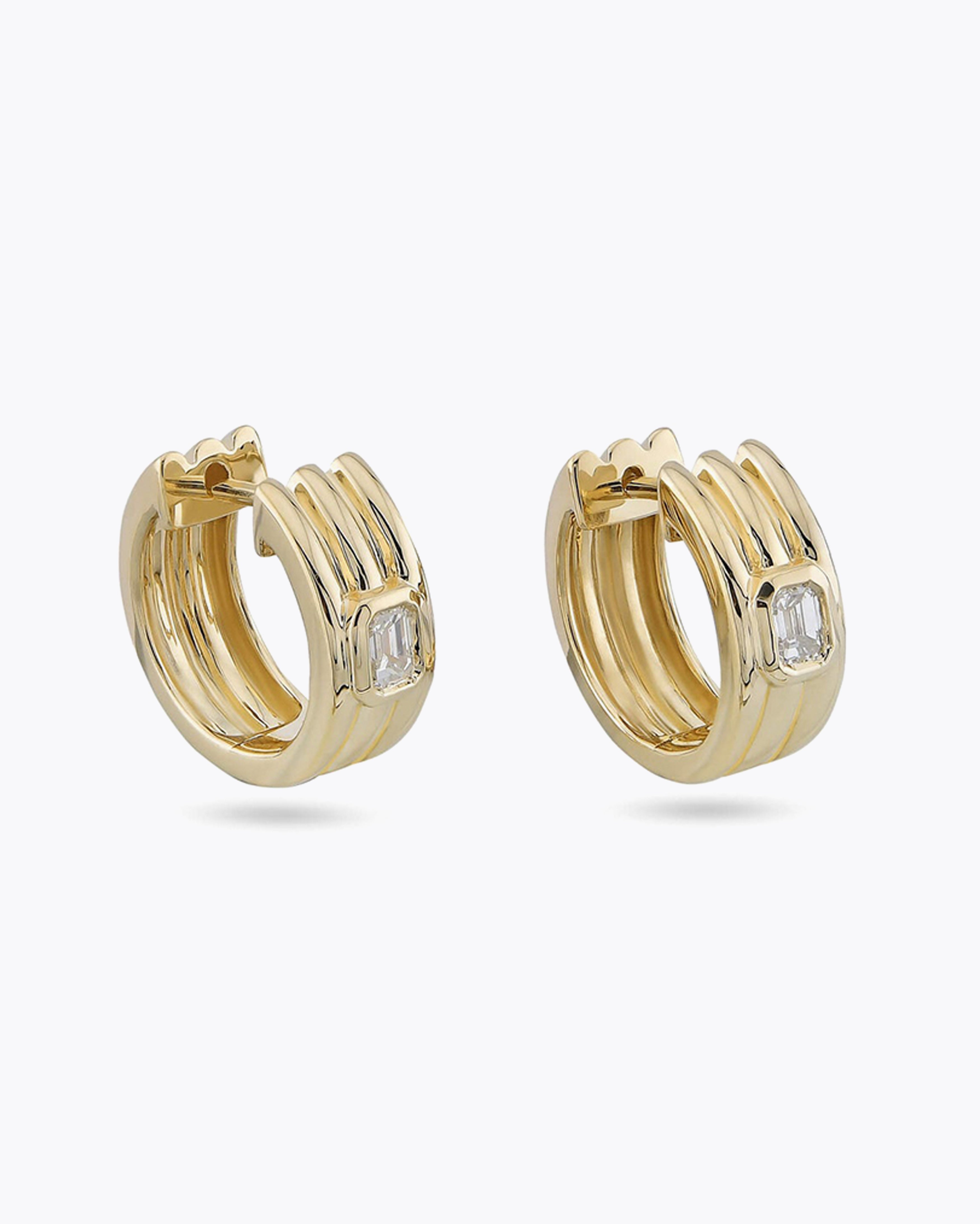 Aura Multi-Band Emerald-Cut Huggie Earrings