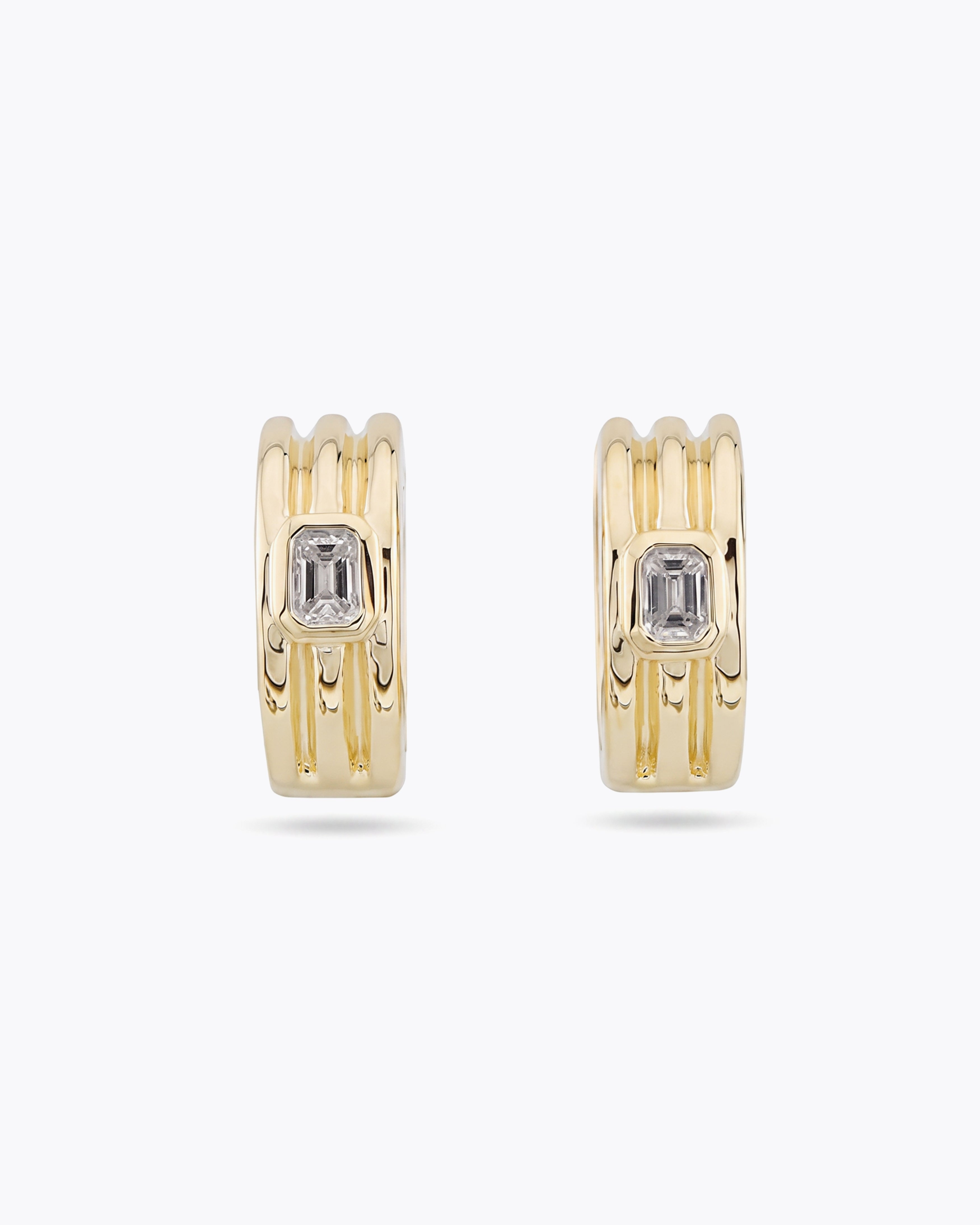 Aura Multi-Band Emerald-Cut Huggie Earrings