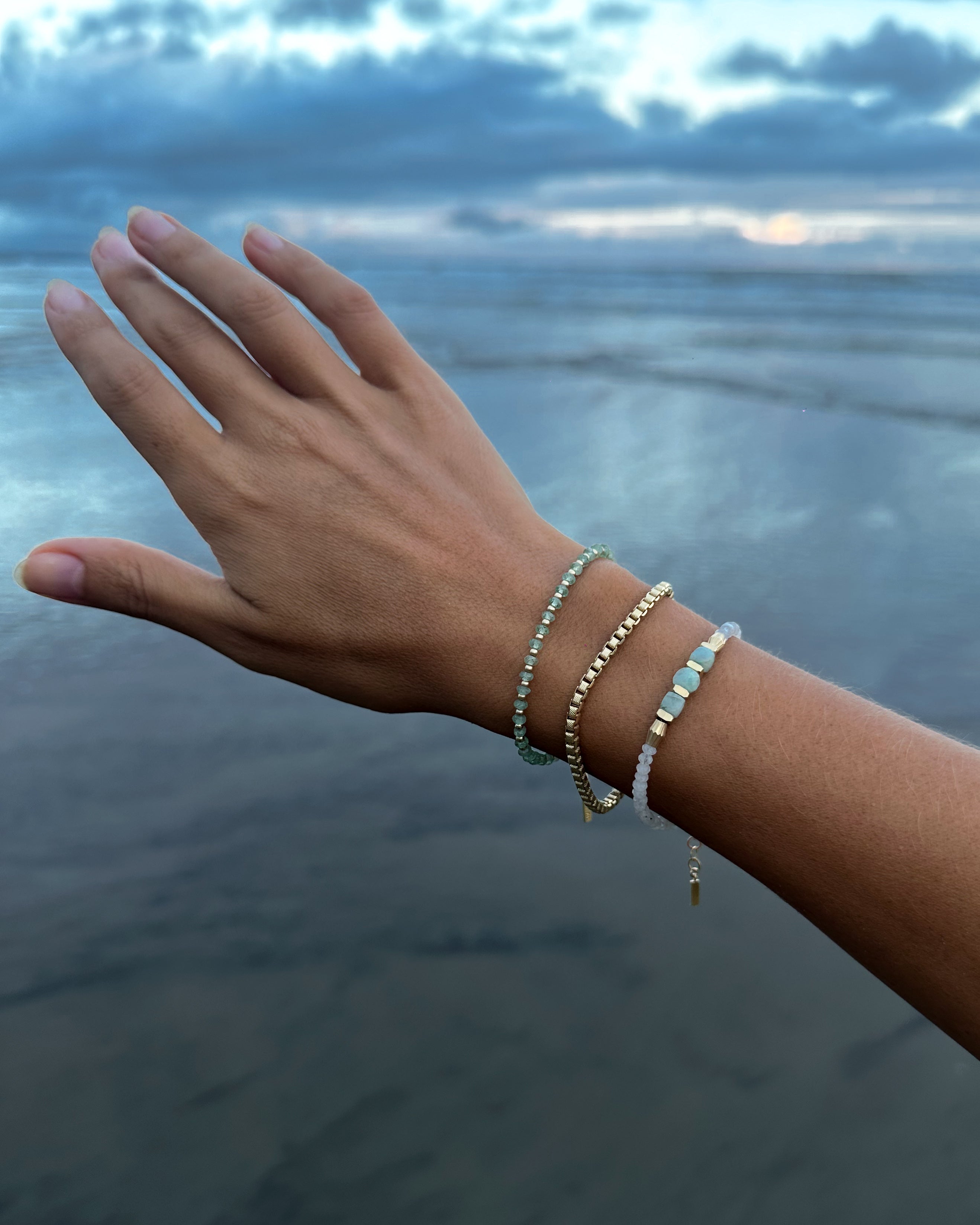 Bracelet AYANNA - Émeraude & Pierre de lune