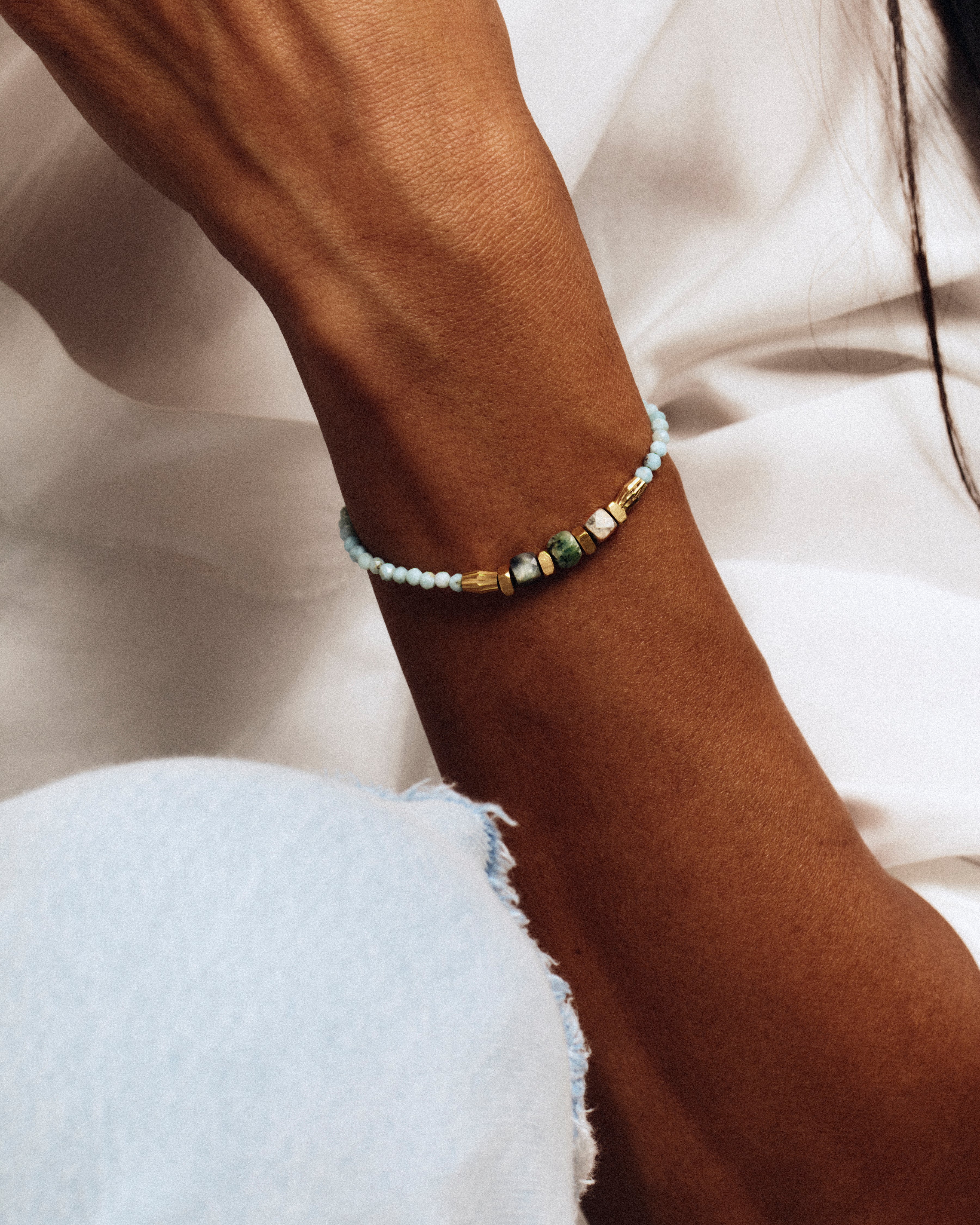 Bracelet AYANNA - Larimar & Emeraude