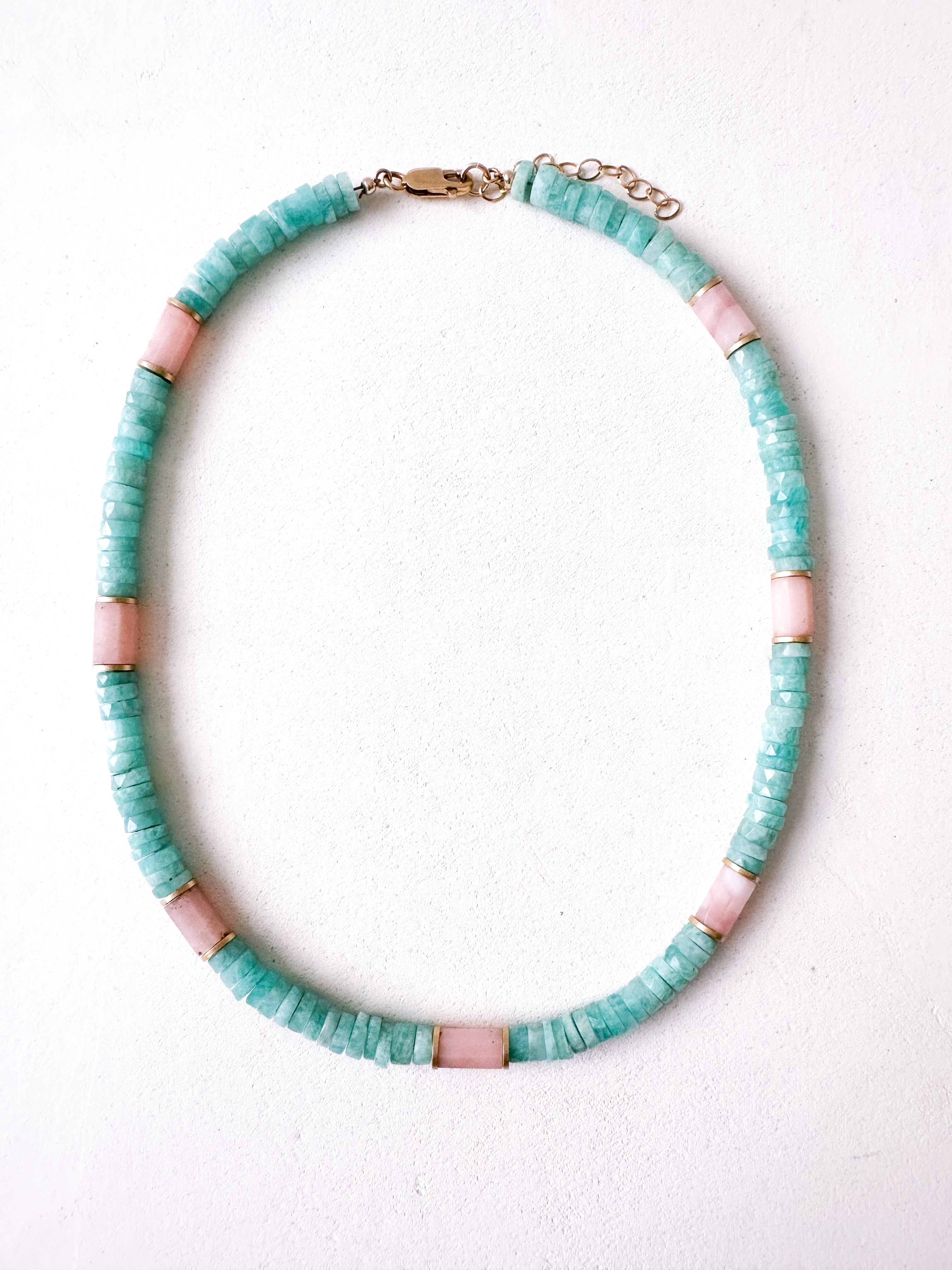 Collier MOANA - Amazonite & opale rose