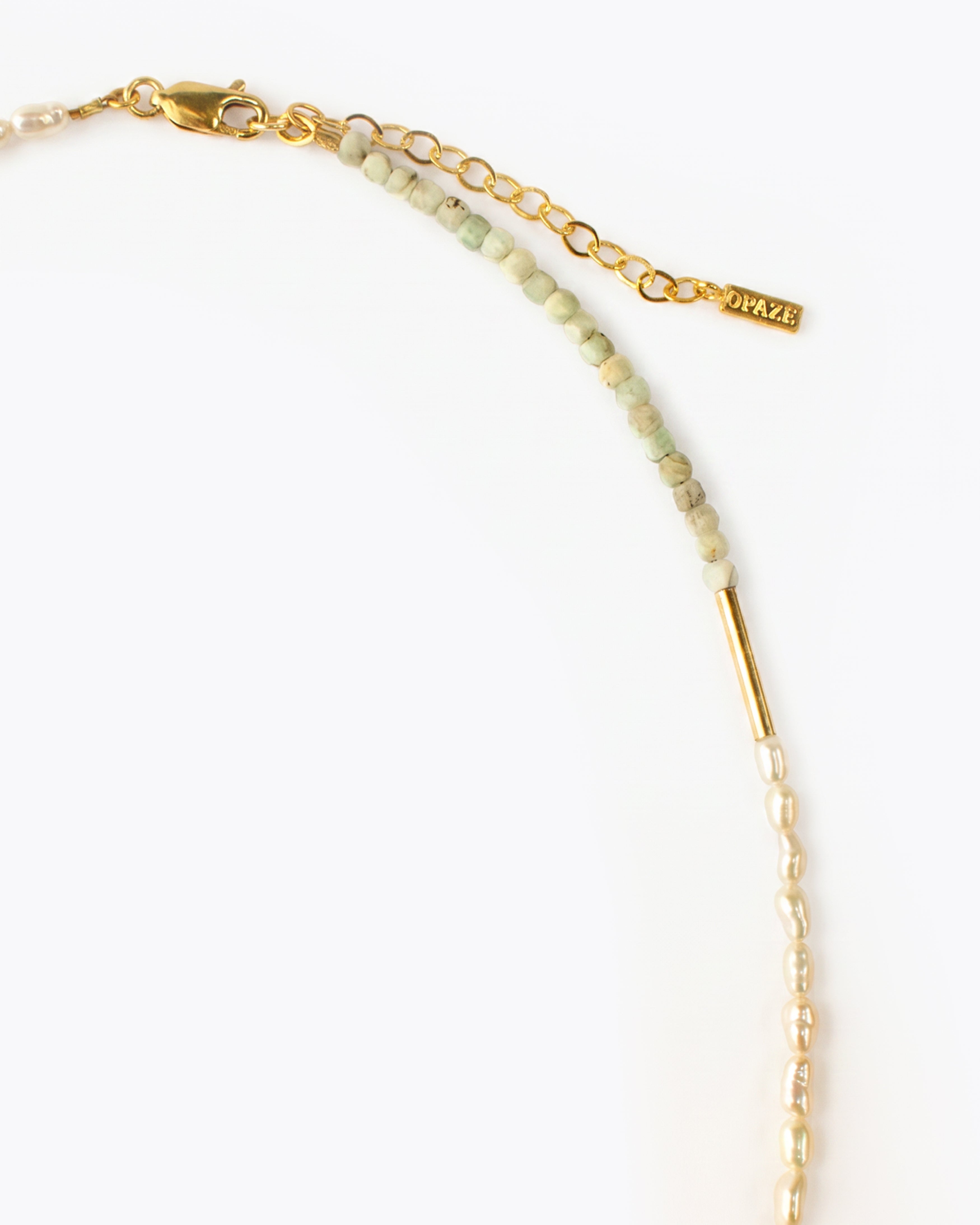 ELARA Yellow Opal, Chrysoprase, Larimar & Pearl Necklace