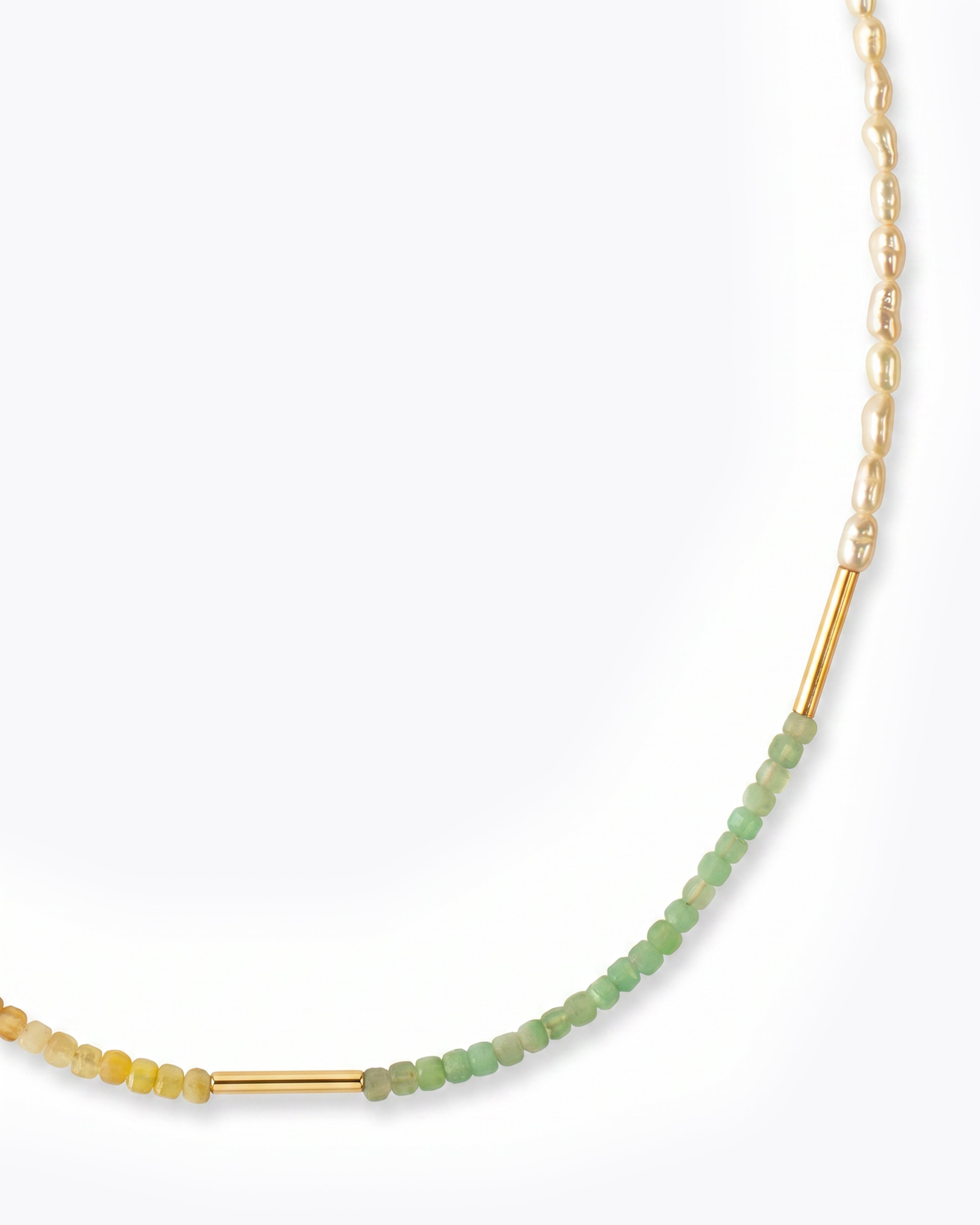 ELARA Yellow Opal, Chrysoprase, Larimar & Pearl Necklace