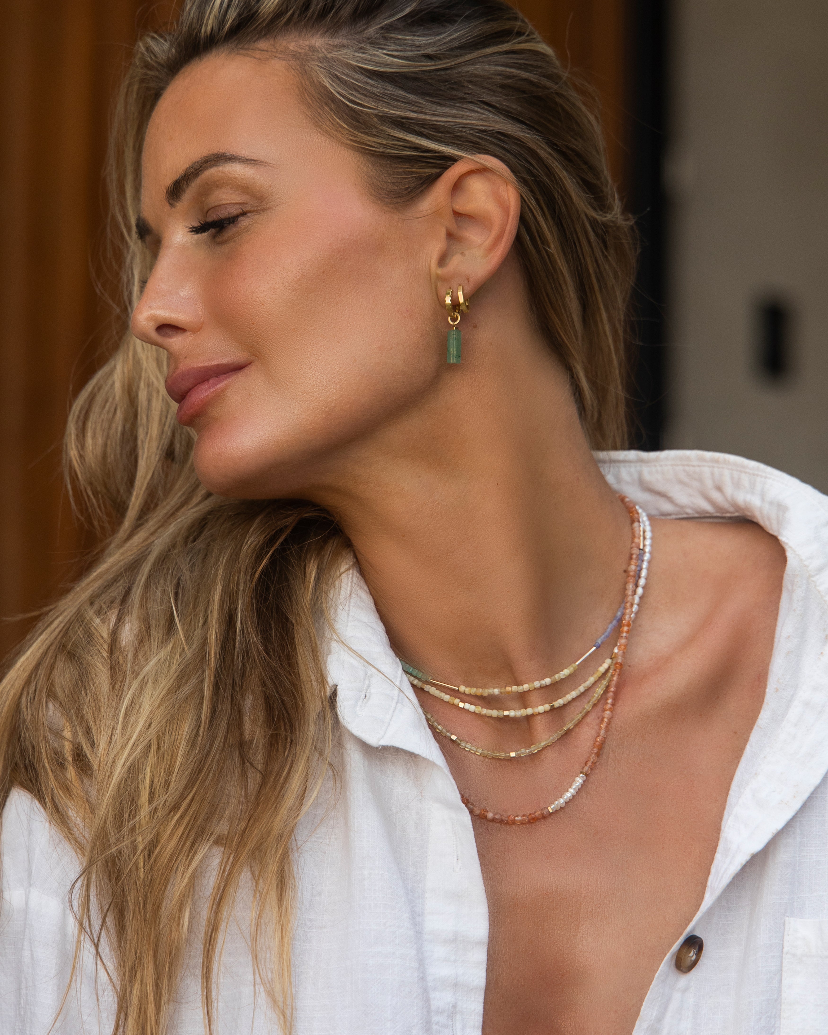 ELARA Collier Opale jaune, Chrysoprase, Larimar & Perle