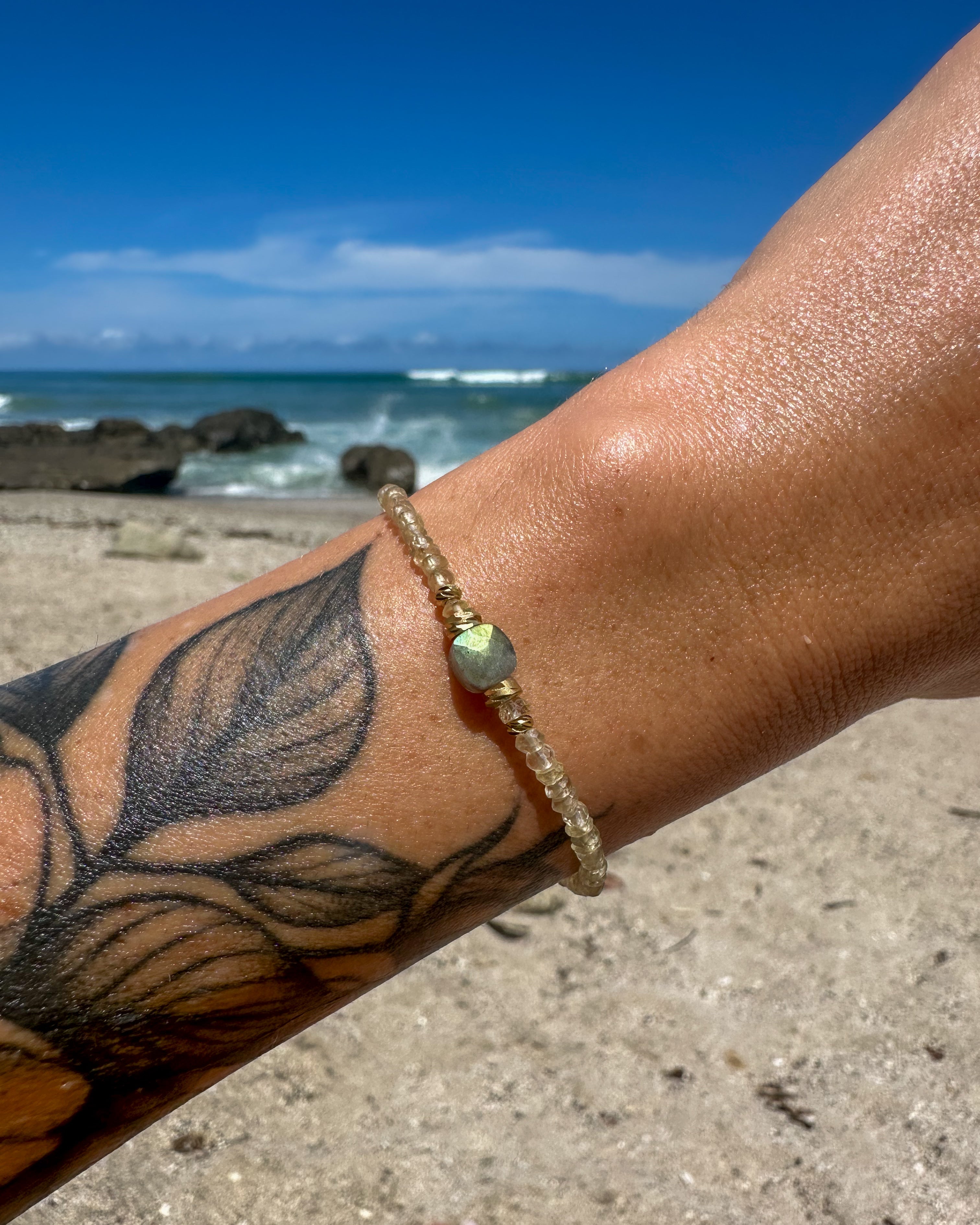 Bracelet MUUN - Quartz jaune & Labradorite