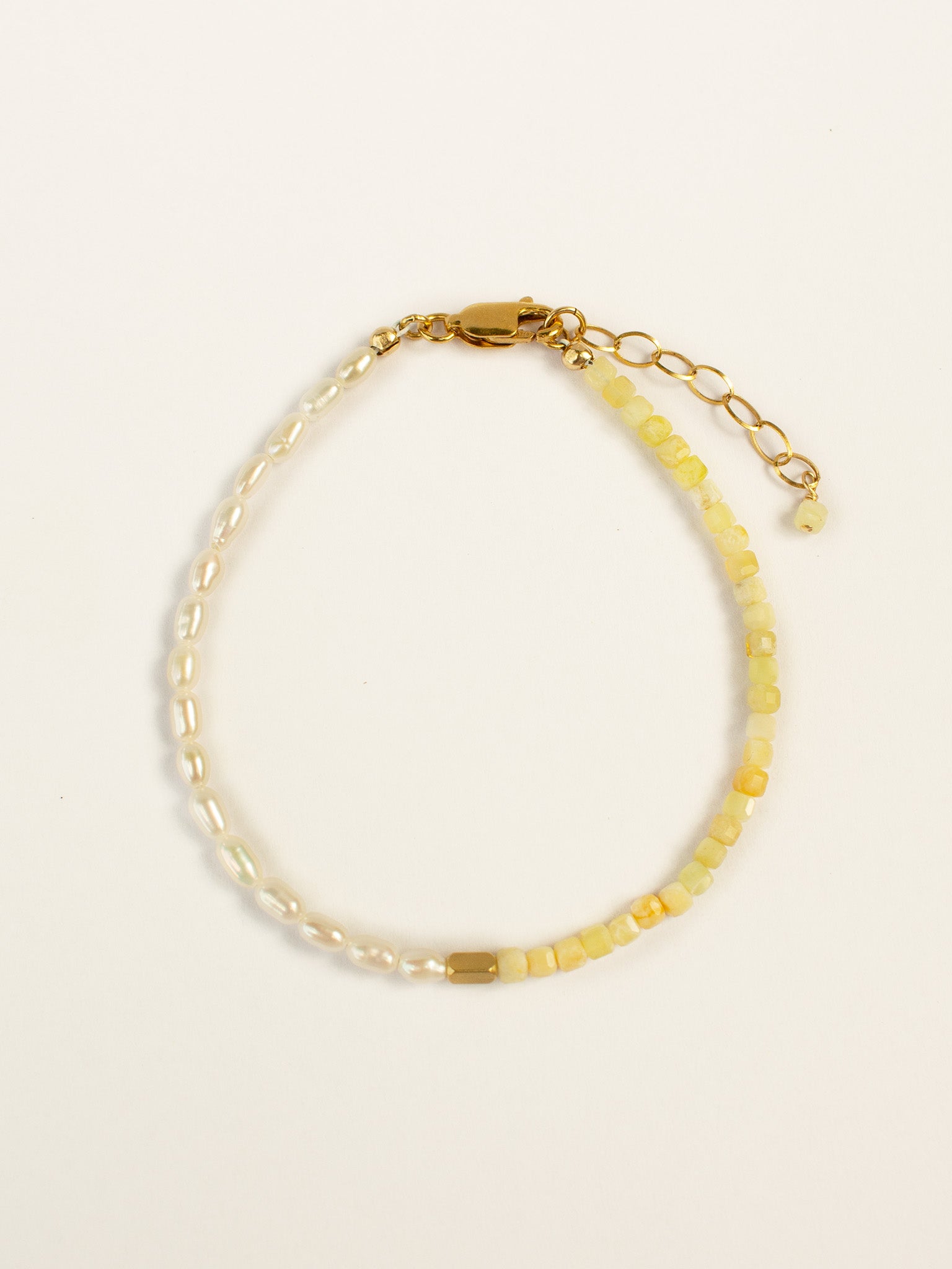 LUCINA Bracelet - Yellow Opal & Freshwater Pearls