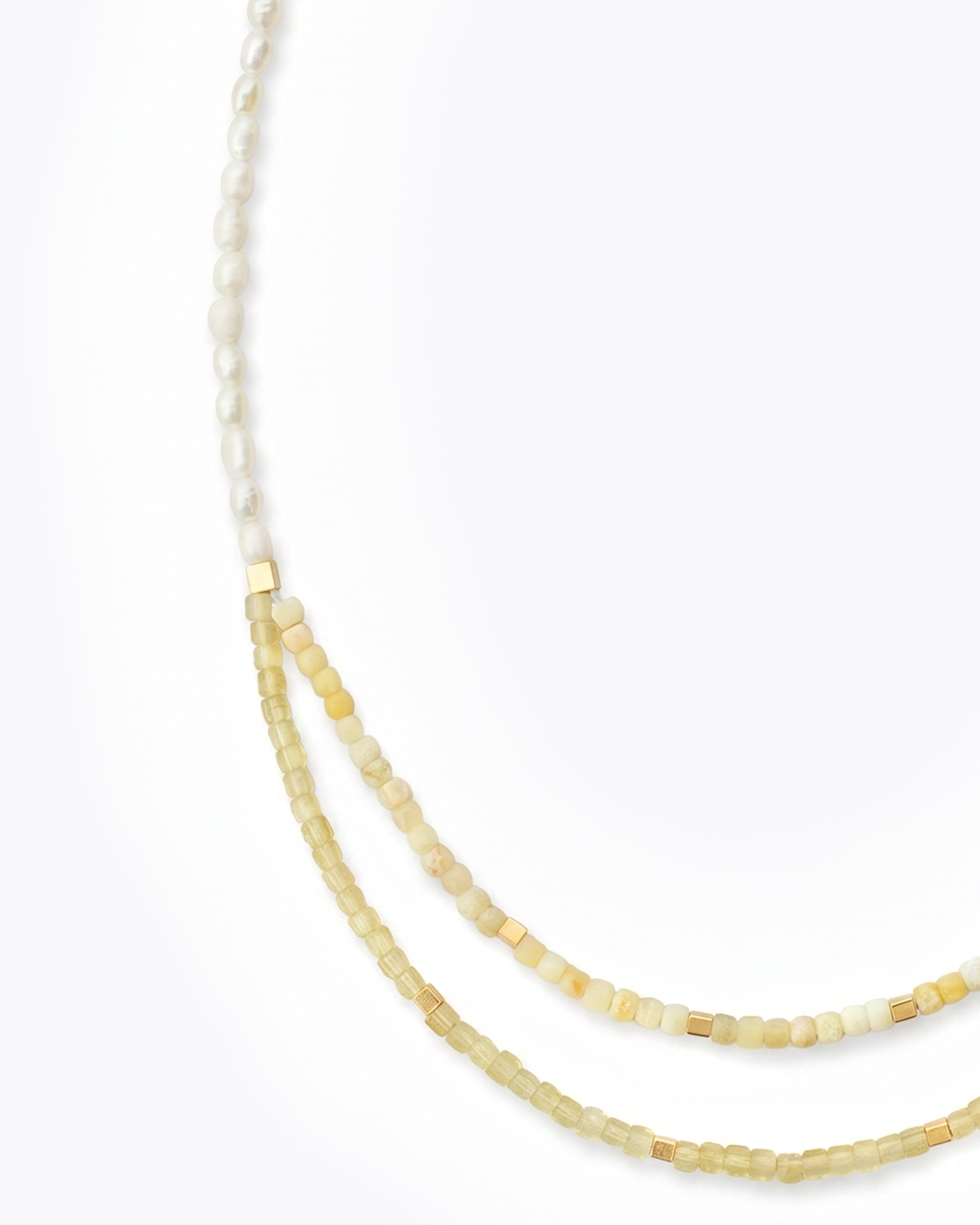 SOLANA Yellow Opal, Apatite & Pearl Necklace