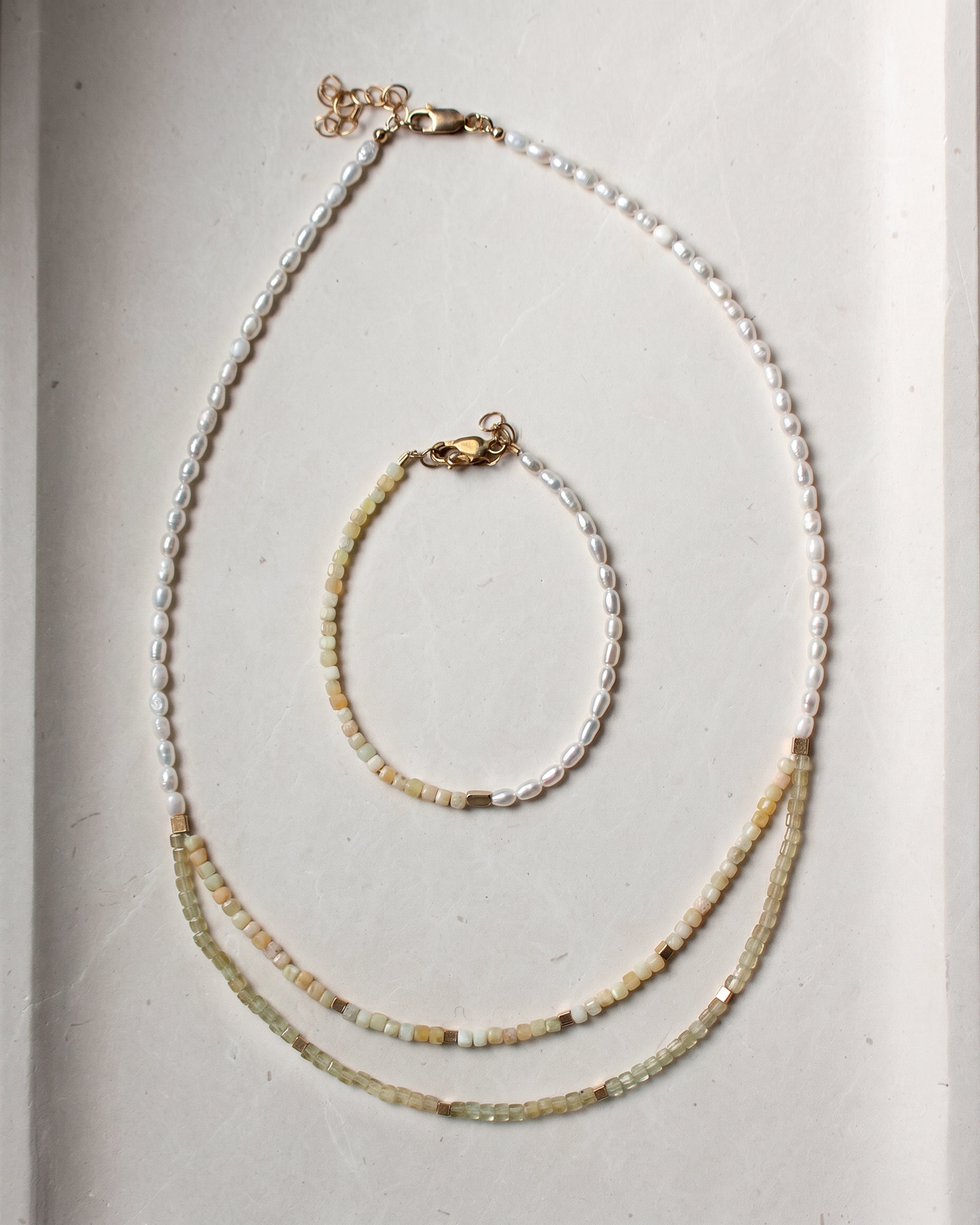 SOLANA Yellow Opal, Apatite & Pearl Necklace