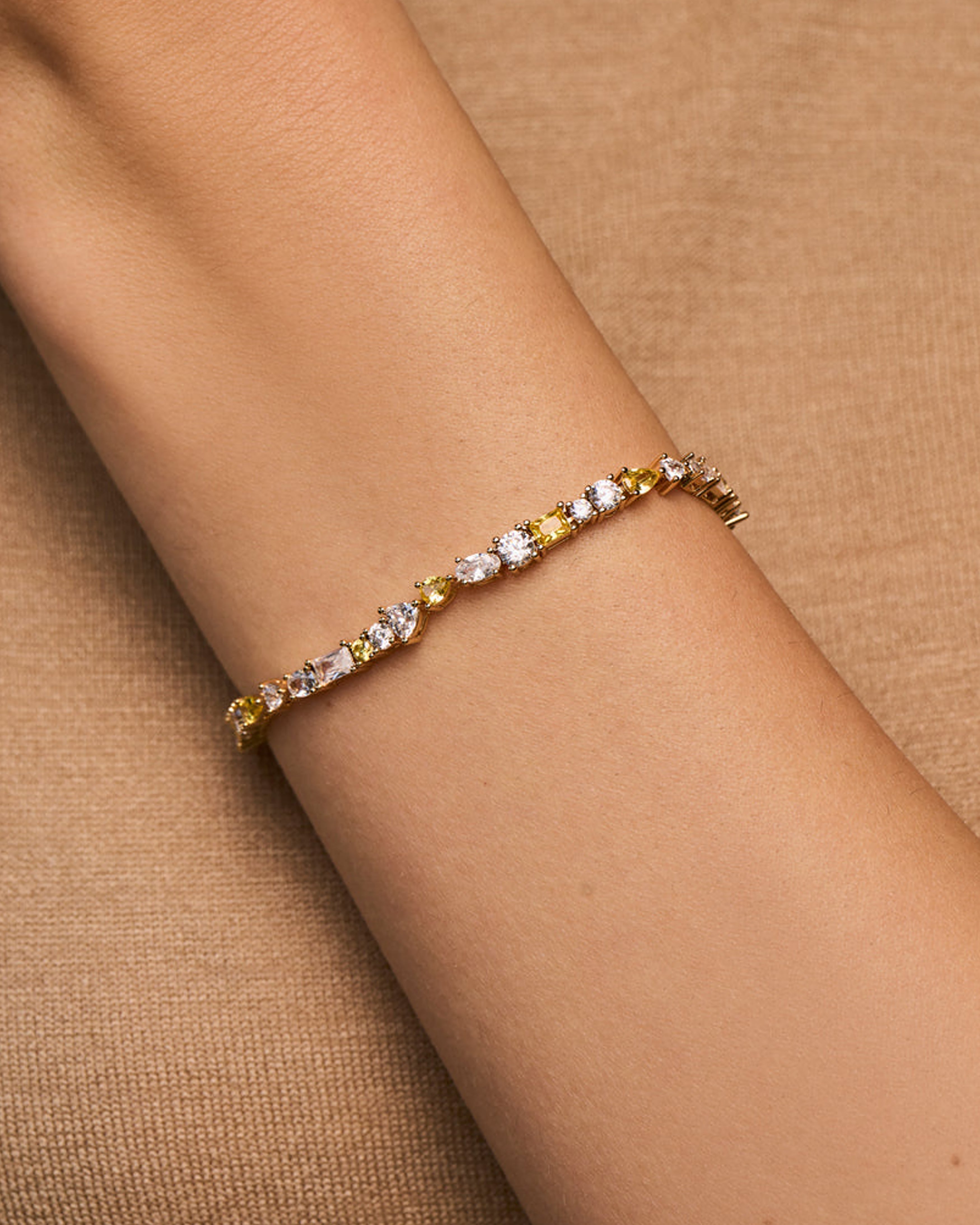 SOLEA Mixed-Cut Tennis Bracelet, Gold Bathed Sterling Silver